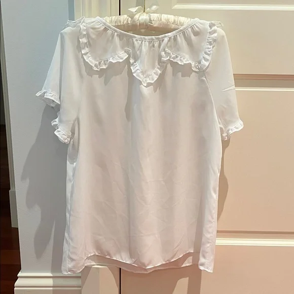 Max Studio White Ruffle Top Size M - Picture 4 of 13